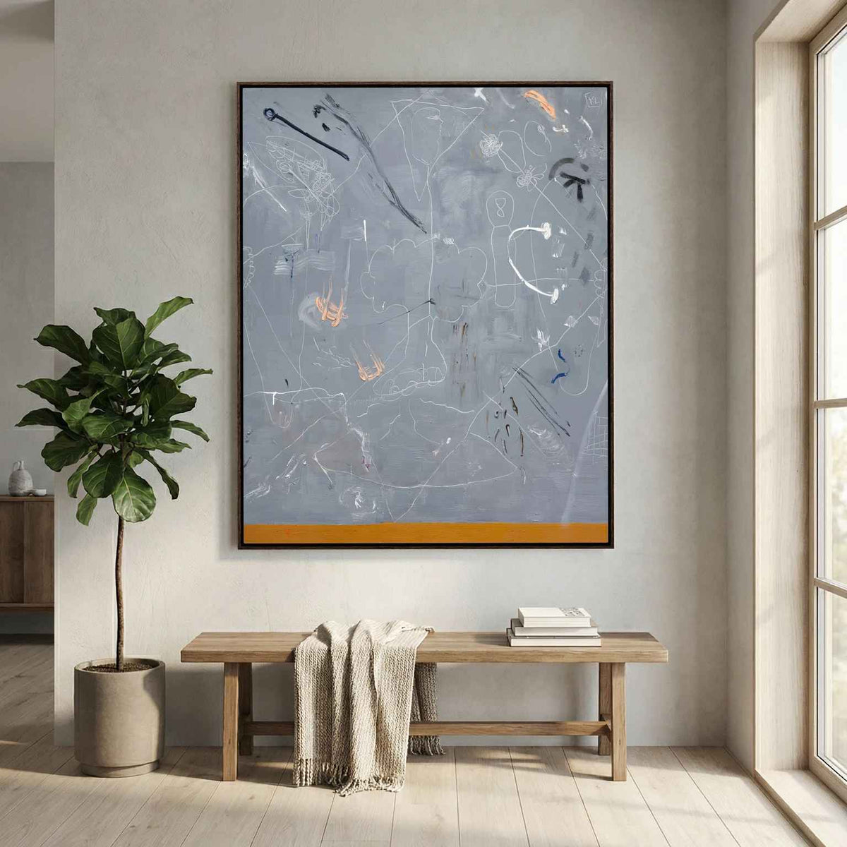 Trace canvas print by Yonatan Levy shown in a room setting